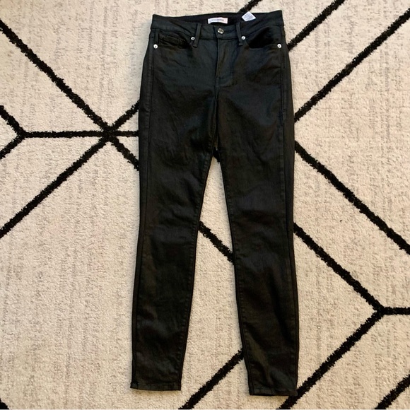 Good American Good Legs Coated Skinny Jeans Black Size 25 - Picture 2 of 5